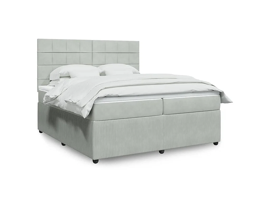 Sommier à lattes de lit et matelas Gris clair 200x200cm Velours