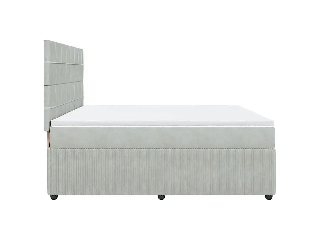 Sommier à lattes de lit et matelas Gris clair 200x200cm Velours