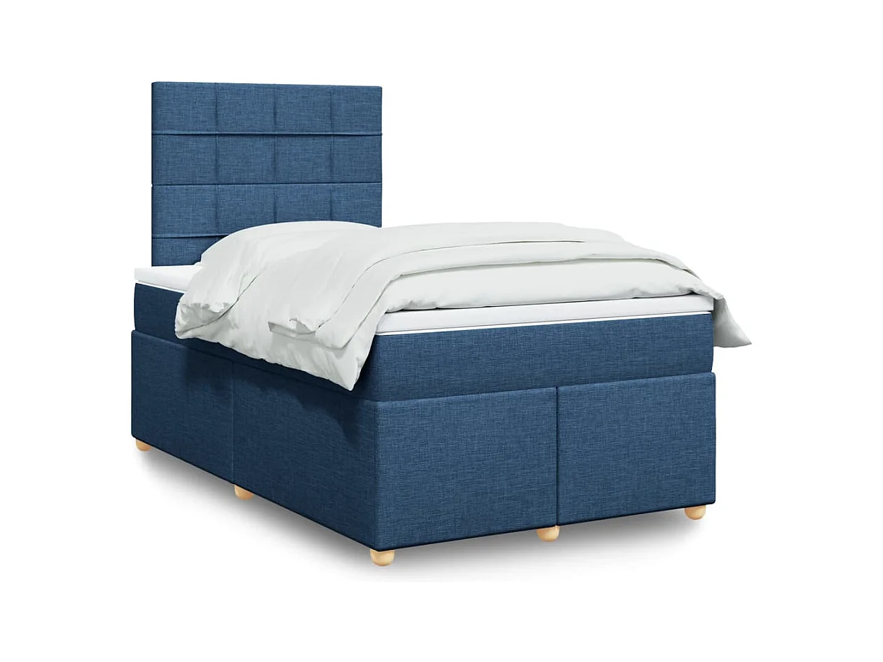 Boxspring met matras stof blauw 120x200 cm