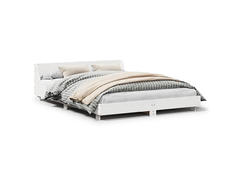 Letto senza Materasso Bianco 150x200 cm Legno Massello di Pino