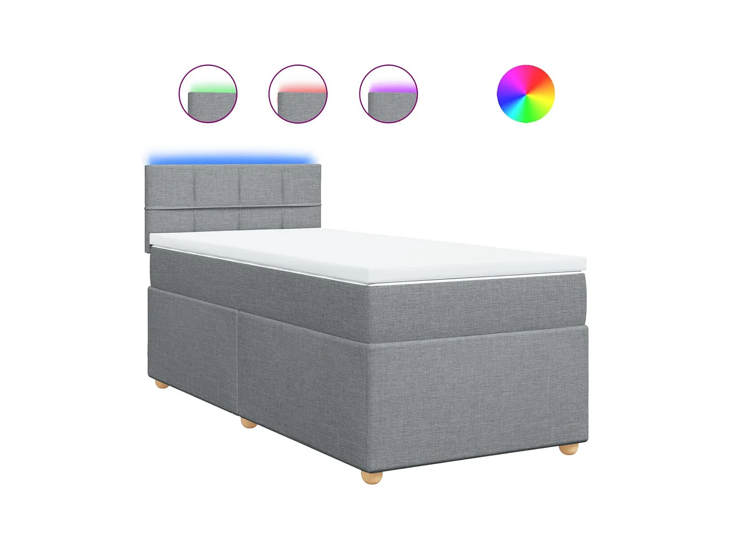 Sommier à lattes de lit avec matelas Gris clair 100x200cm Tissu