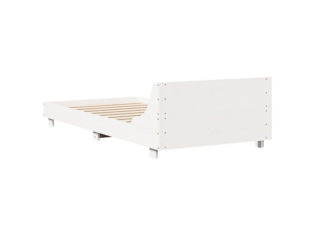 Letto senza Materasso Bianco 75x190 in Legno Massello di Pino