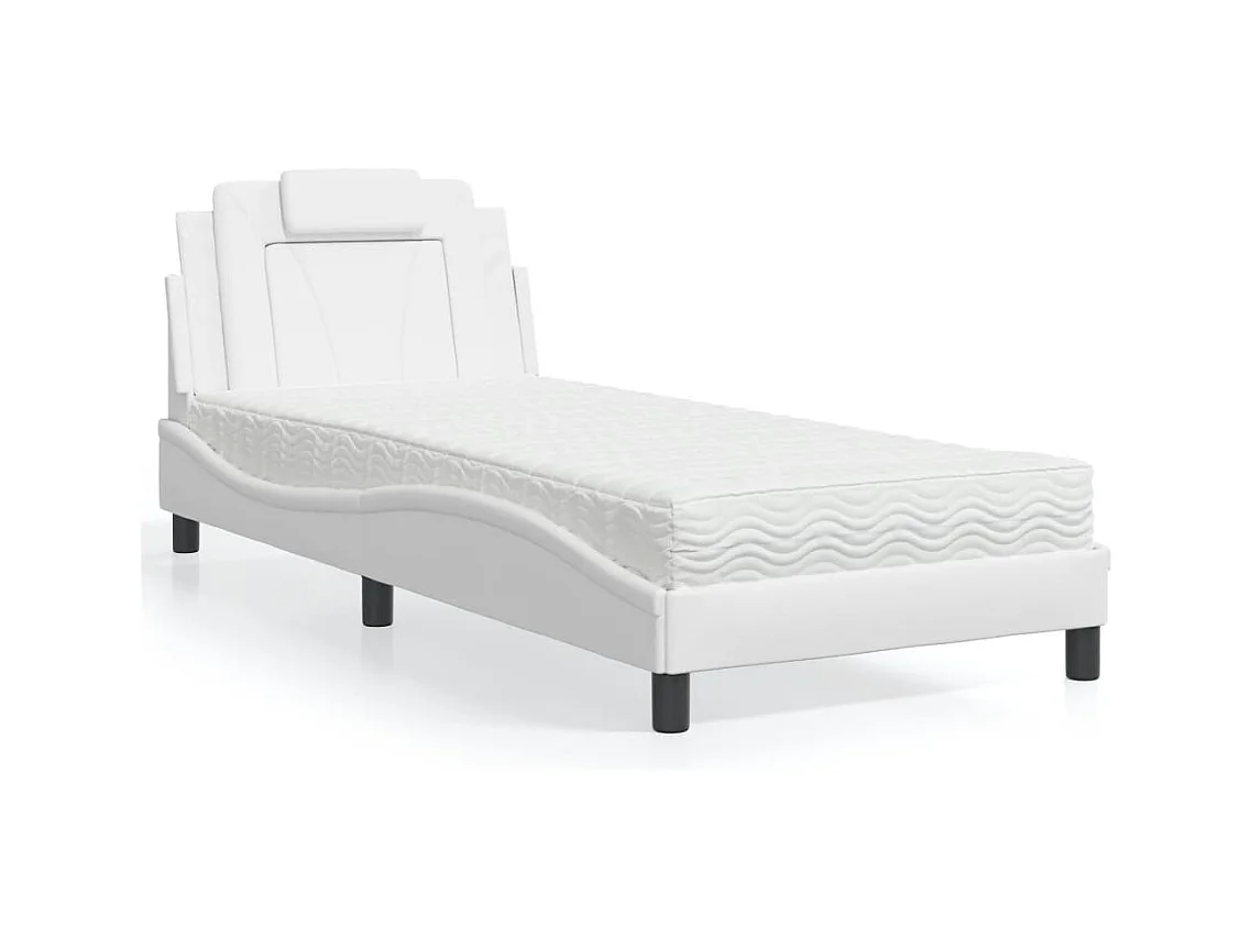 Lit avec matelas blanc 80x200 cm similicuir
