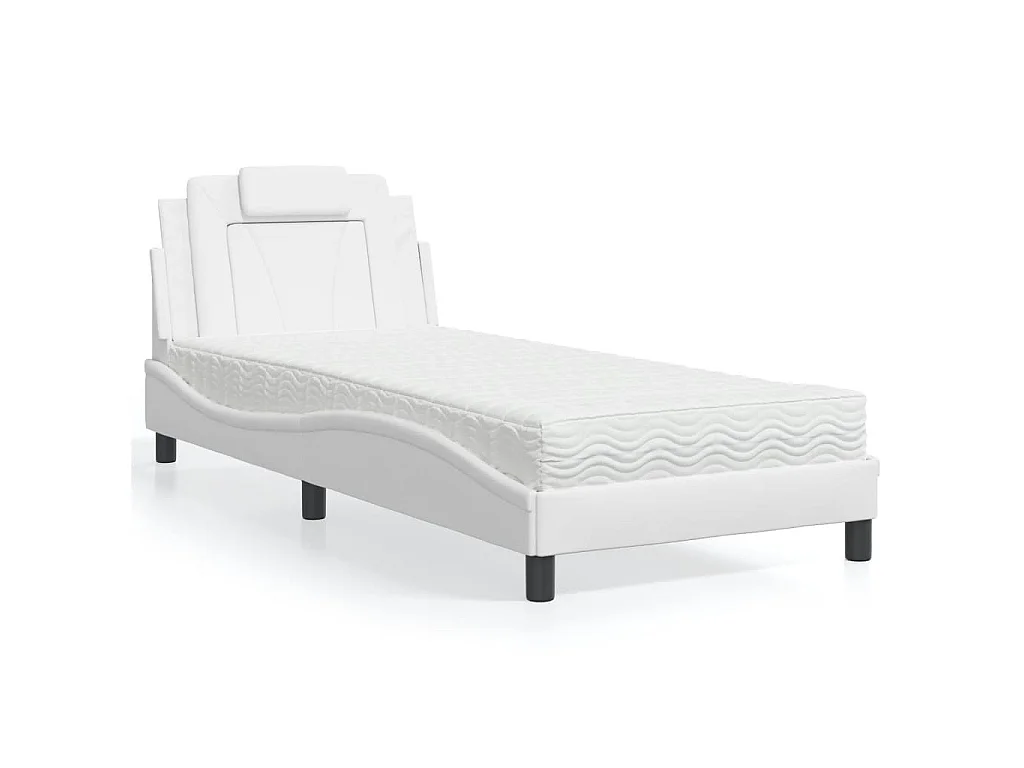 Letto Viana con Materasso Bianco 80x200 cm in Similpelle
