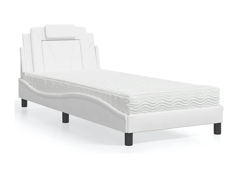 Lit Viana avec matelas blanc 80x200 cm similicuir