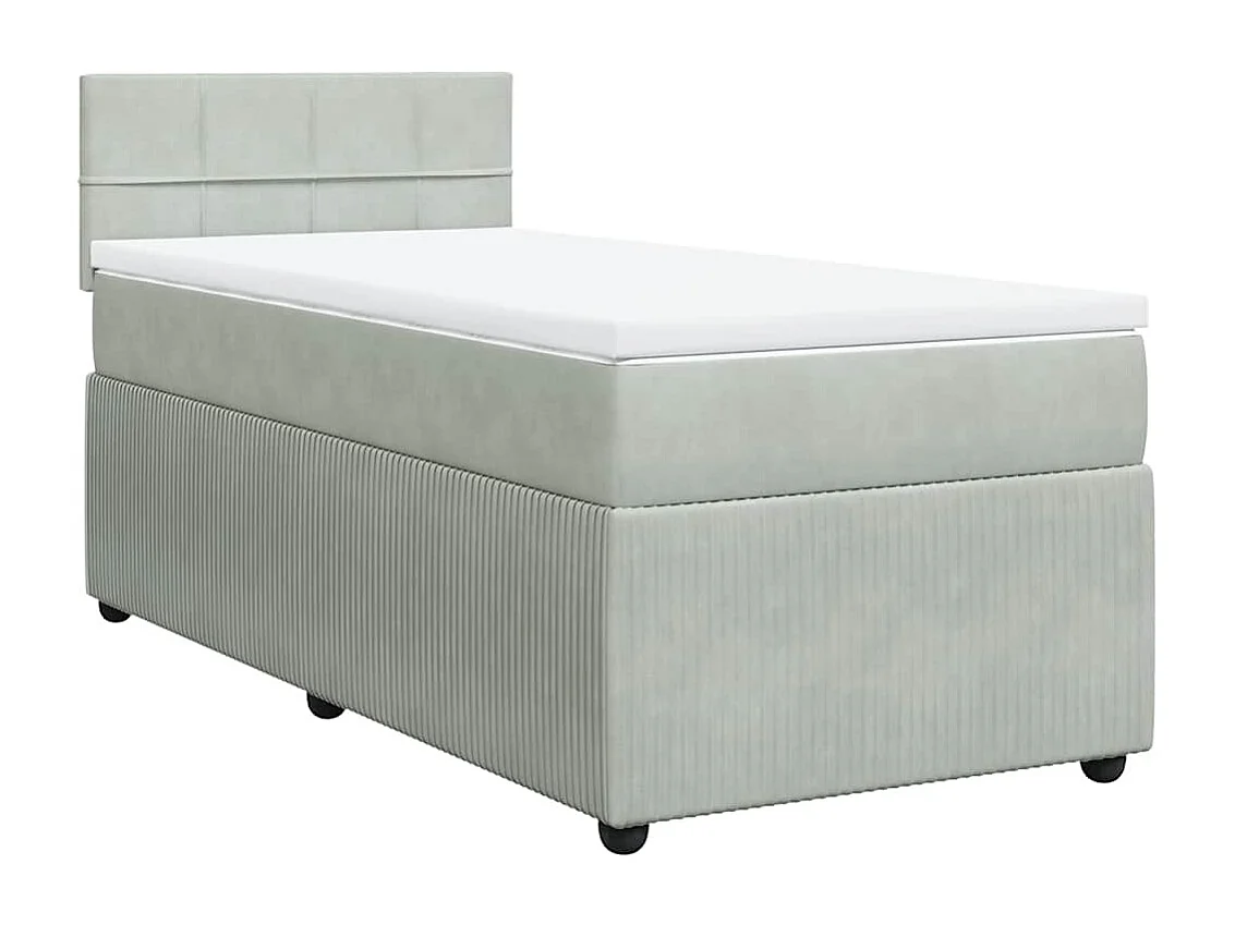 Boxspringbett mit Matratze Hellgrau 90x190 cm Samt