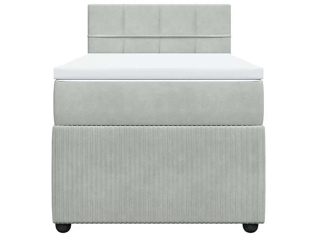 Cama com molas/colchão 90x190 cm veludo cinza-claro