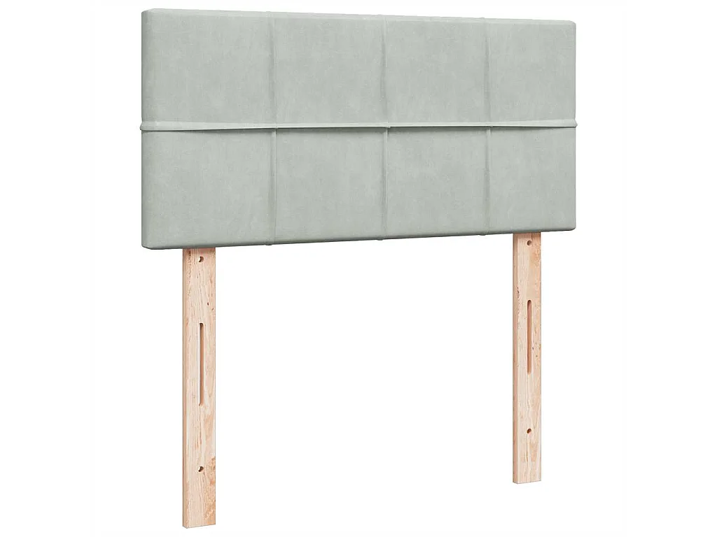 Cama com molas/colchão 90x190 cm veludo cinza-claro