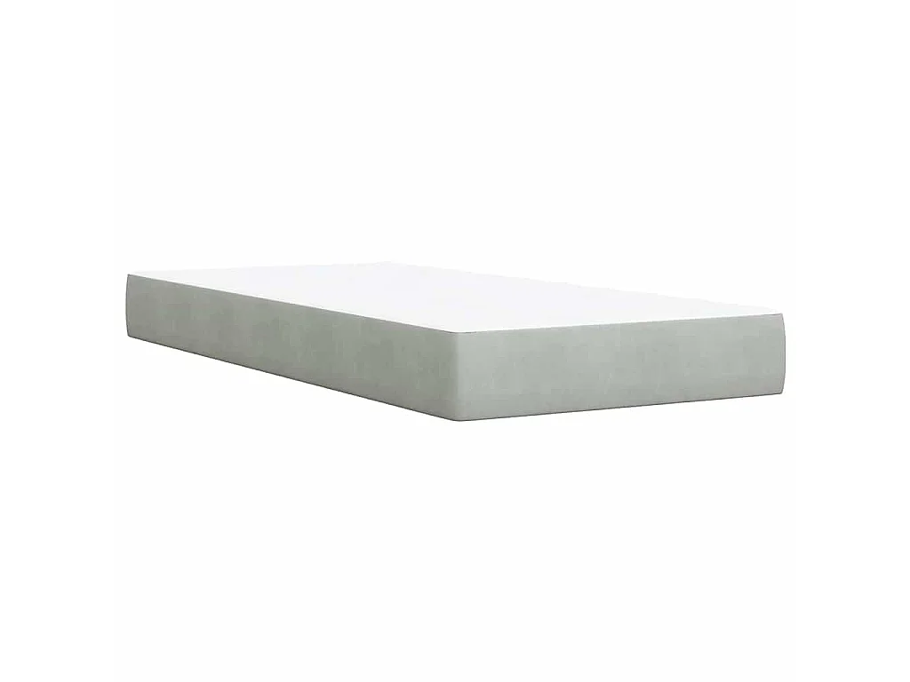 Cama com molas/colchão 90x190 cm veludo cinza-claro