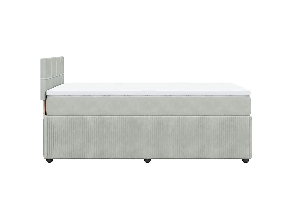 Cama com molas/colchão 90x190 cm veludo cinza-claro