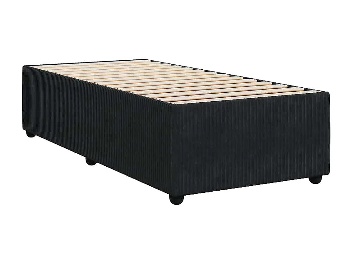 Cama box spring con colchón terciopelo negro 100x200 cm