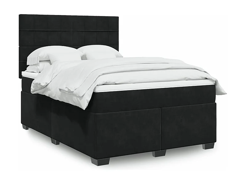 Boxspringbett mit Matratze Schwarz 160x200 cm Samt