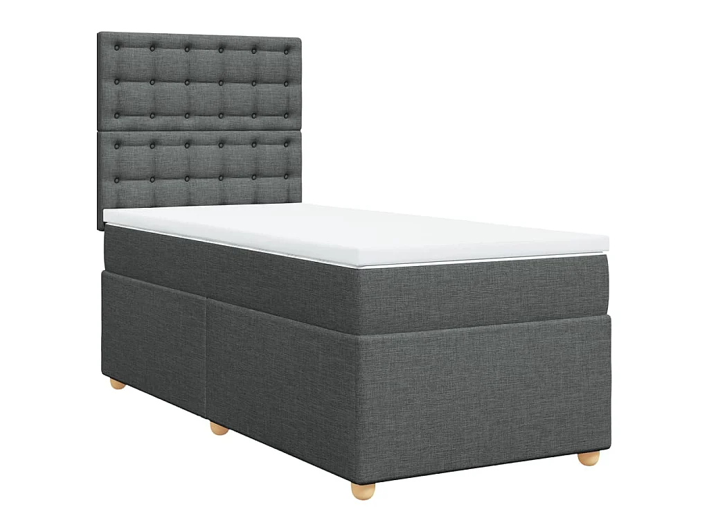 Boxspring met matras stof donkergrijs 90x190 cm