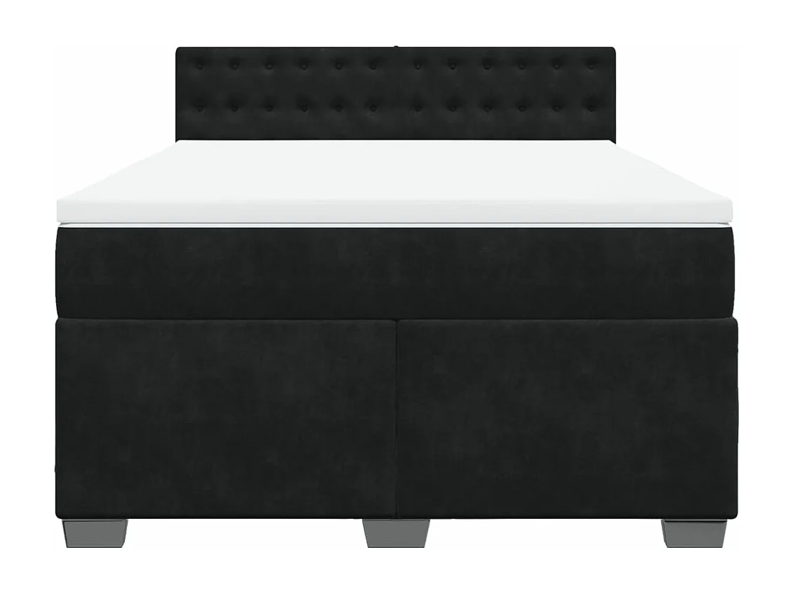 Sommier à lattes de lit avec matelas Noir 140x200 cm Velours