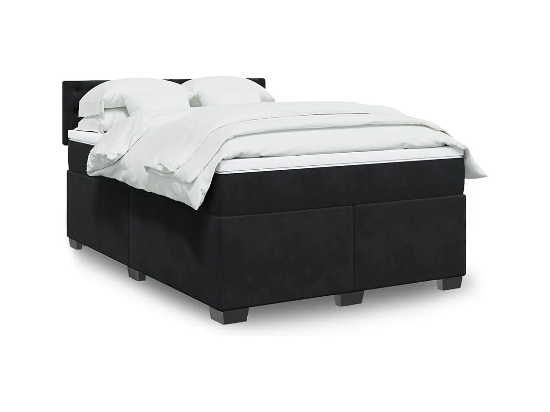 Boxspringbett mit Matratze Schwarz 140x200 cm Samt
