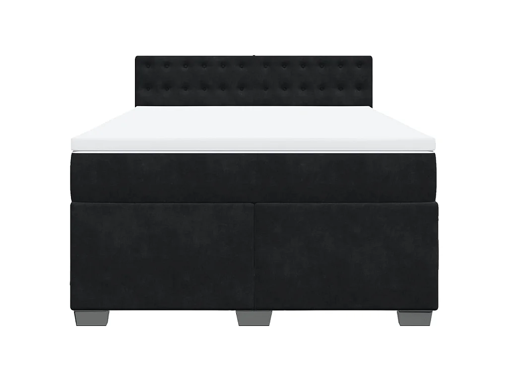 Cama box spring con colchón terciopelo negro 140x200 cm