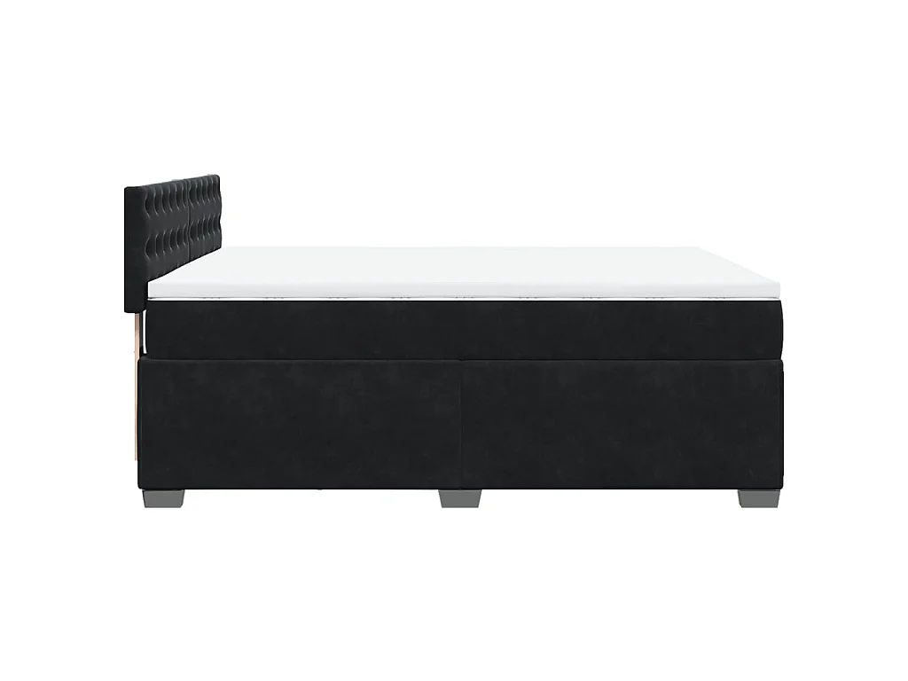 Cama box spring con colchón terciopelo negro 140x200 cm