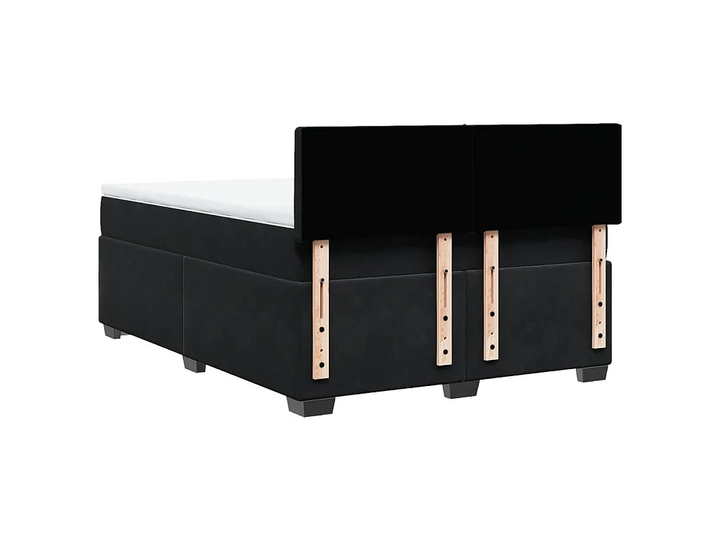 Cama box spring con colchón terciopelo negro 140x200 cm
