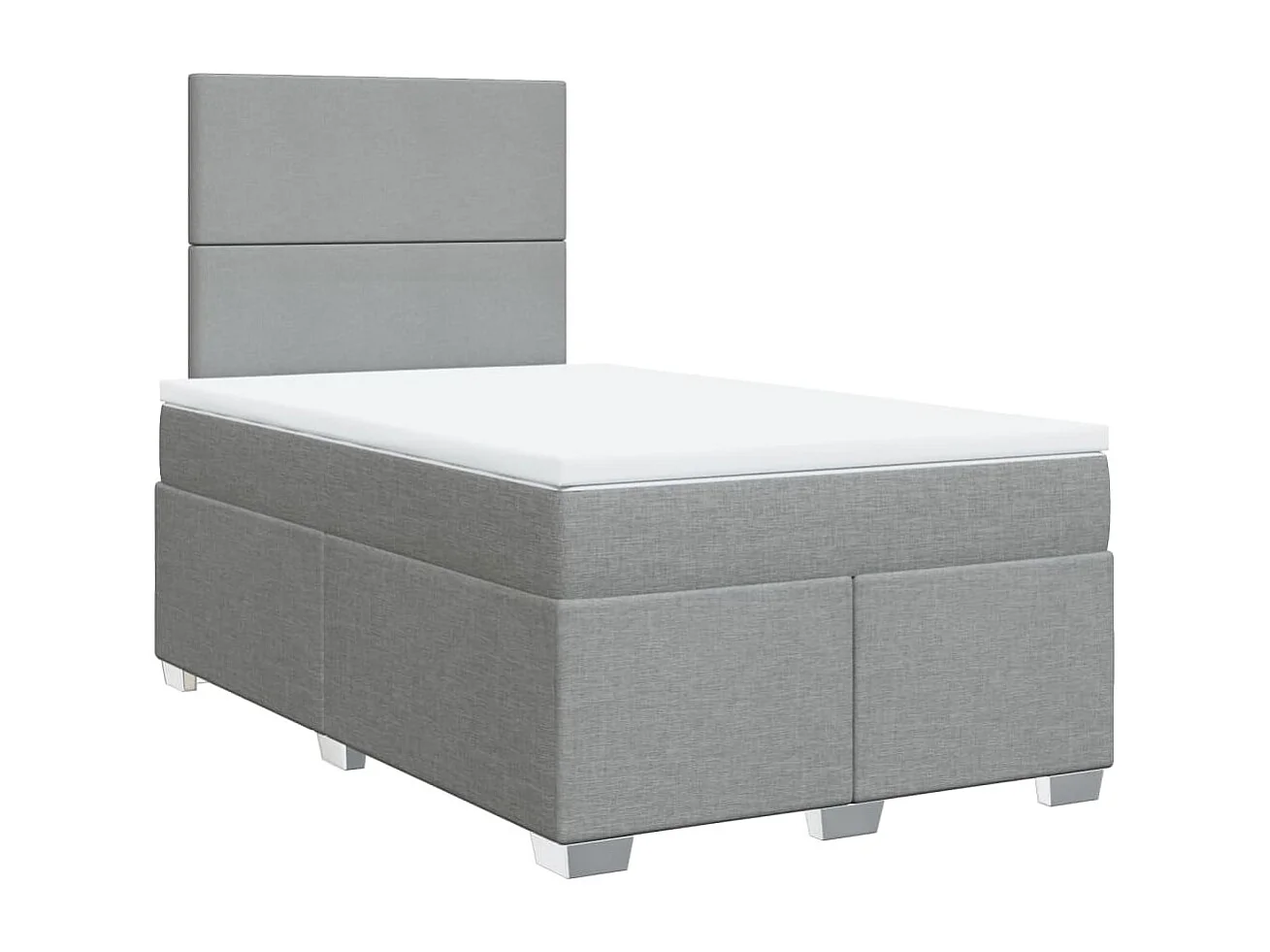 Cama box spring con colchón tela gris claro 120x200 cm