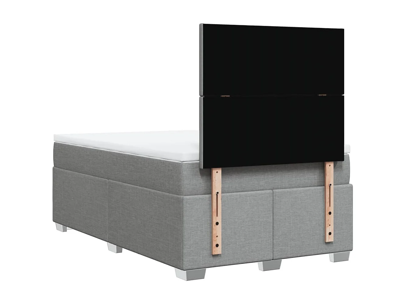 Cama box spring con colchón tela gris claro 120x200 cm