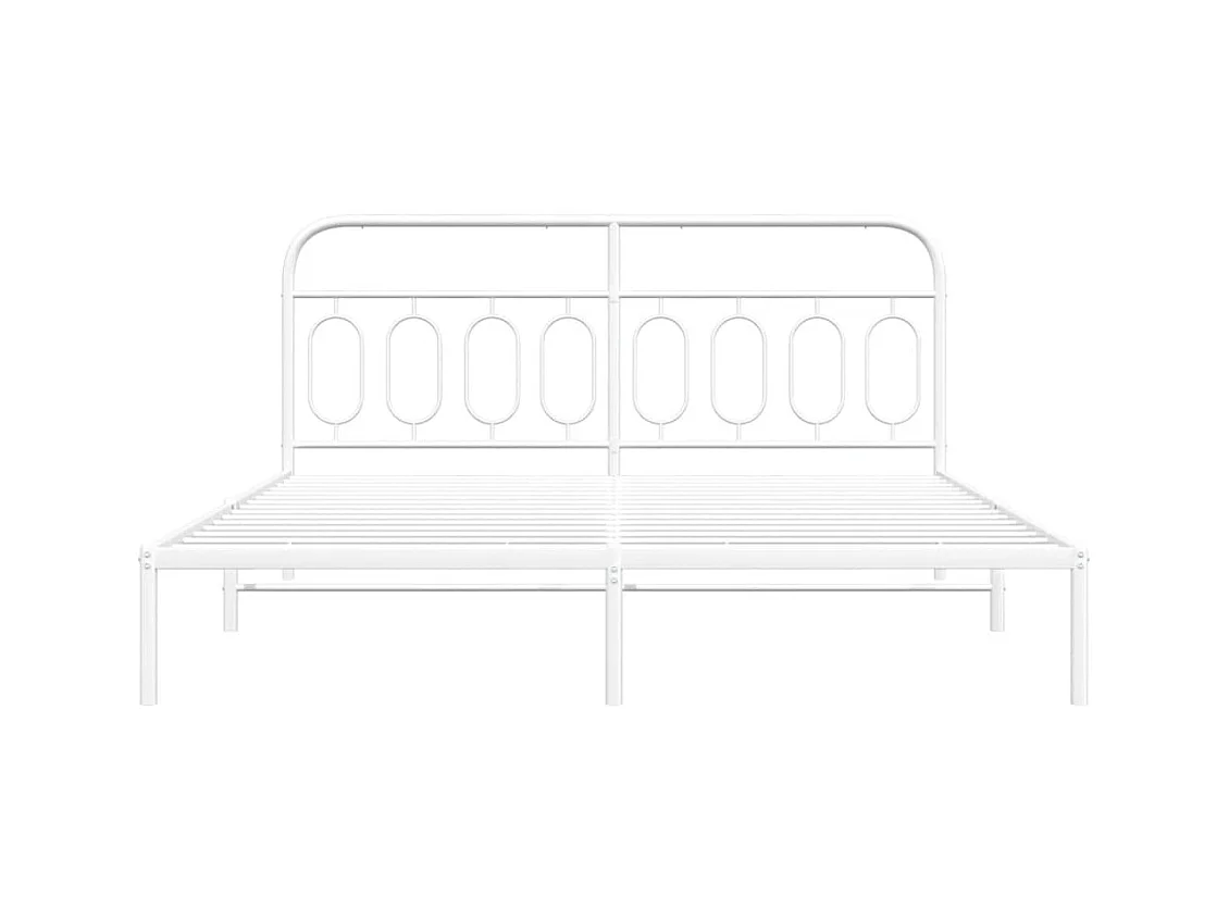 Bedframe met hoofdbord metaal wit 180x200 cm