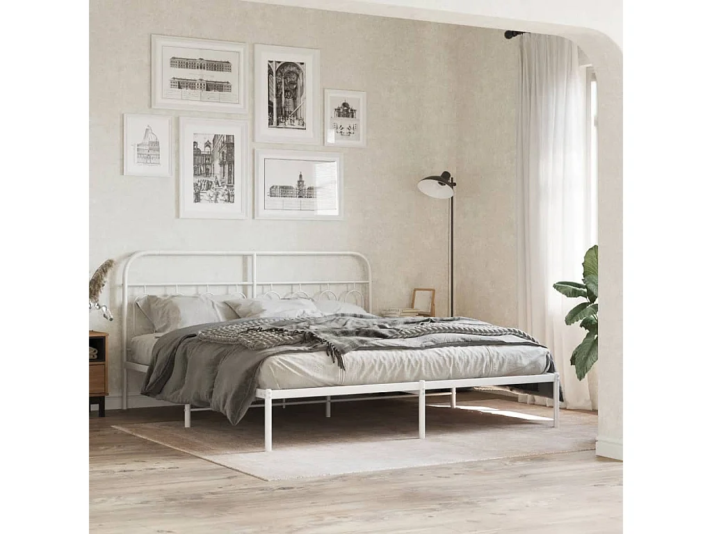 Giroletto con Testiera Metallo Bianco 180x200 cm