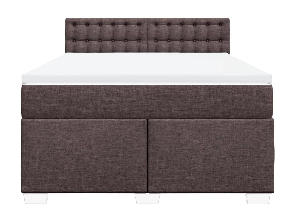 Cama box spring con colchón tela marrón oscuro 140x200 cm