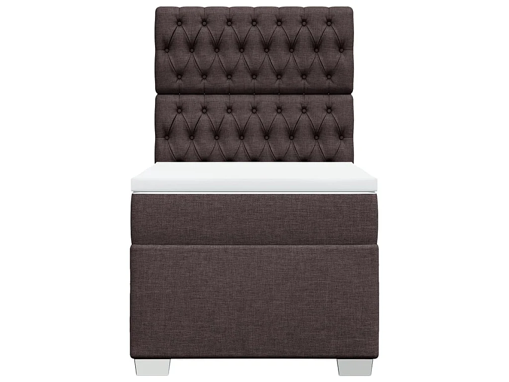 Cama box spring con colchón tela marrón oscuro 80x200 cm
