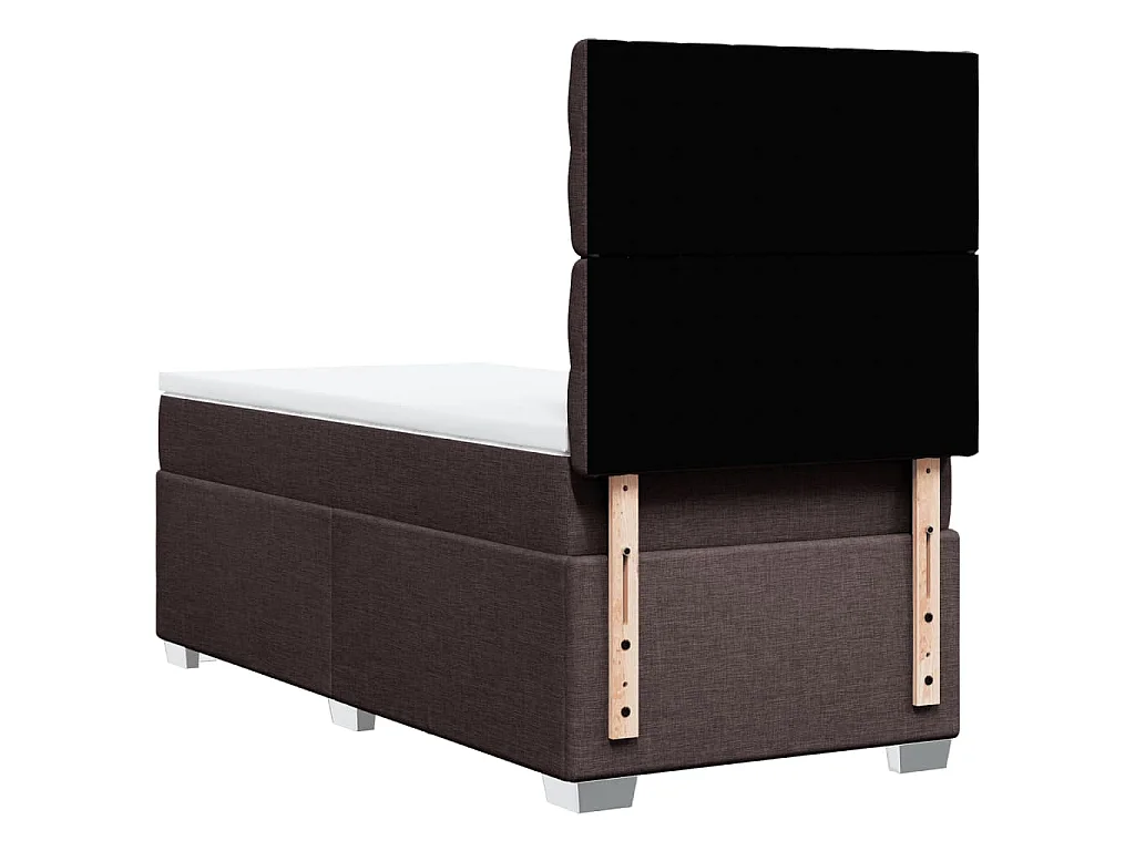 Cama box spring con colchón tela marrón oscuro 80x200 cm