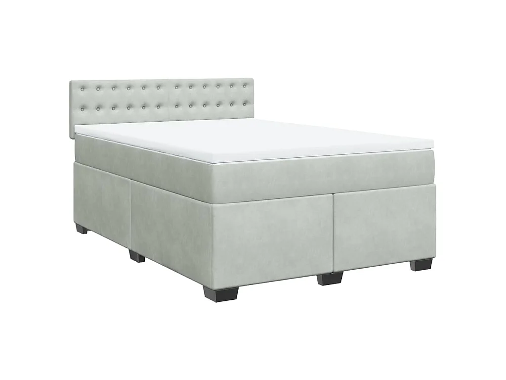 Giroletto a Molle con Materasso Grigio Chiaro 140x200cm Velluto