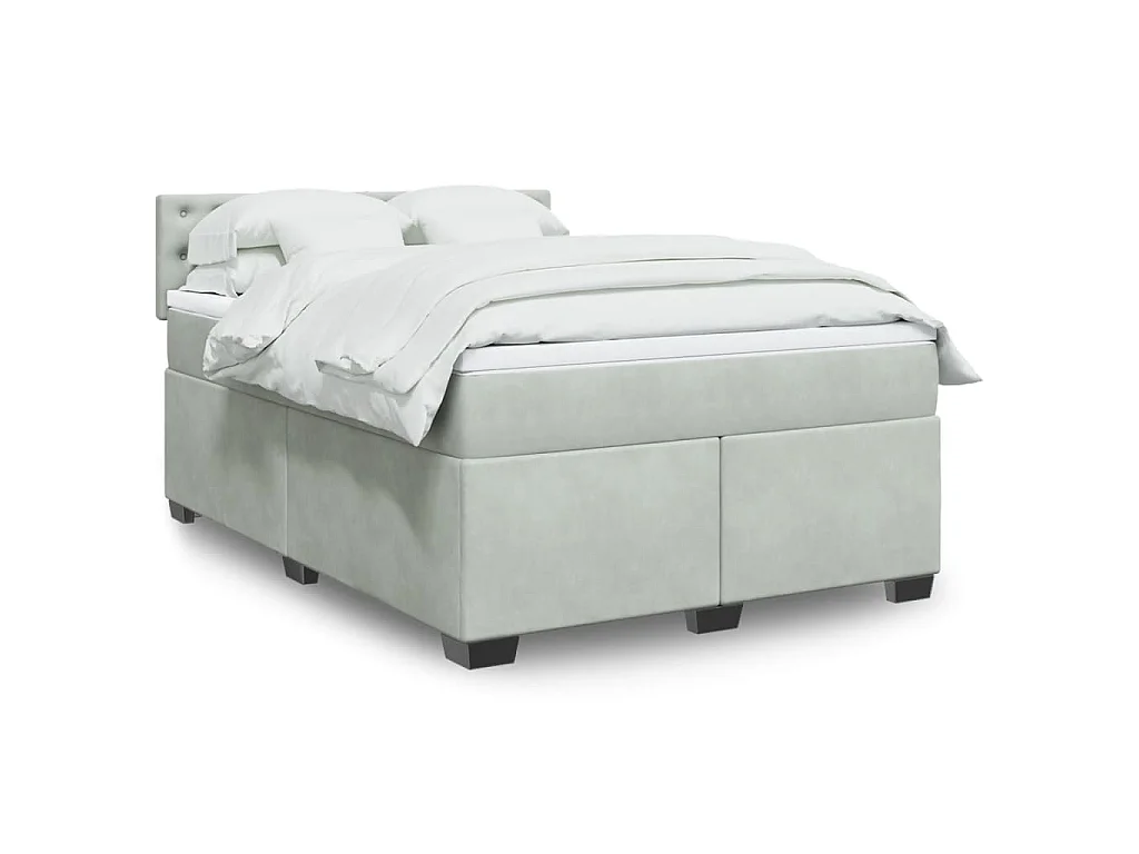 Giroletto a Molle con Materasso Grigio Chiaro 140x200cm Velluto