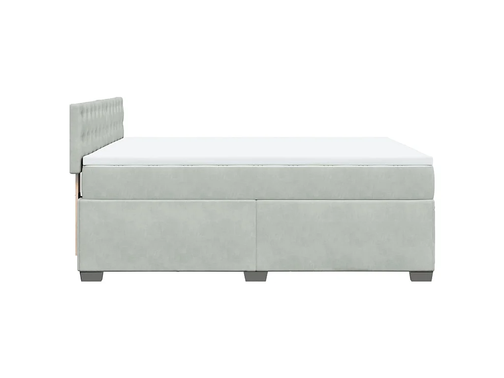 Giroletto a Molle con Materasso Grigio Chiaro 140x200cm Velluto