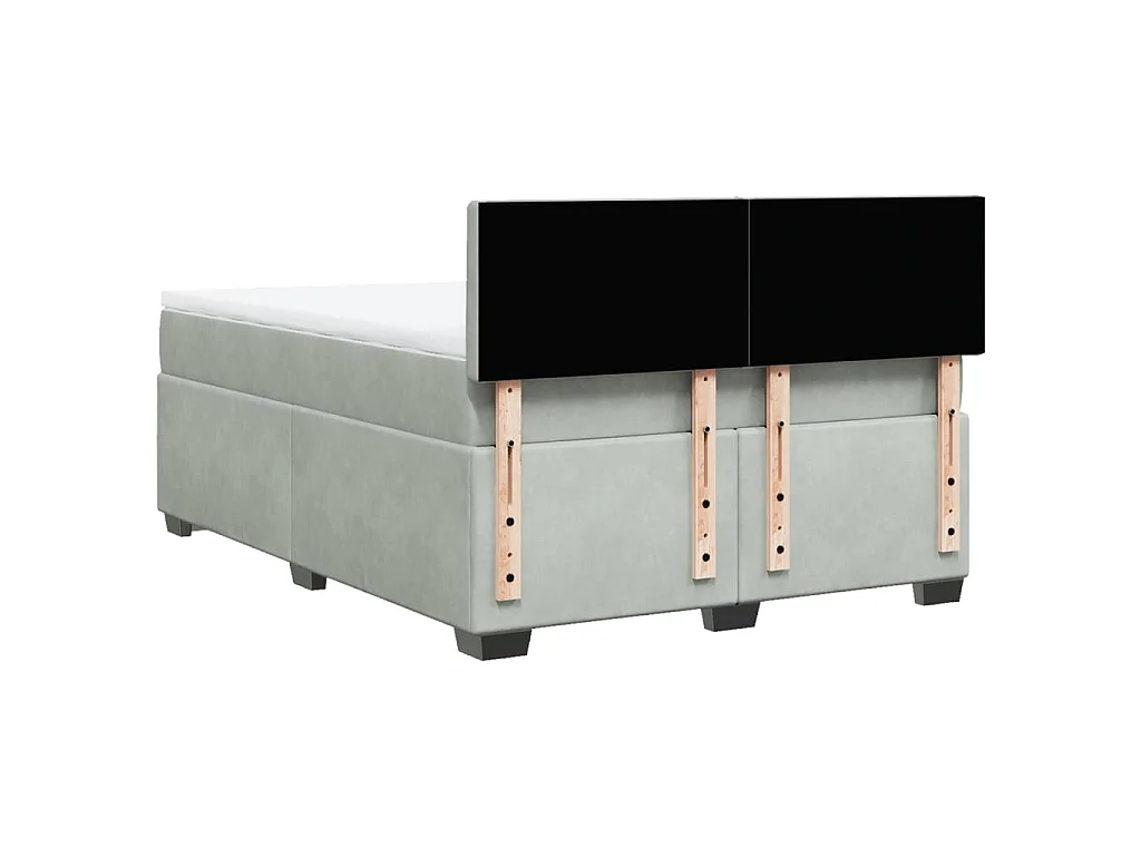 Giroletto a Molle con Materasso Grigio Chiaro 140x200cm Velluto