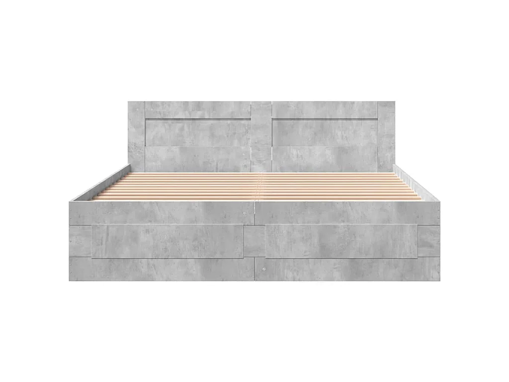 Cadre de lit et tête de lit sans matelas gris béton 160x200 cm