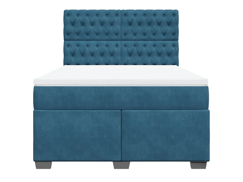 Giroletto a Molle con Materasso Blu 160x200 cm in Velluto