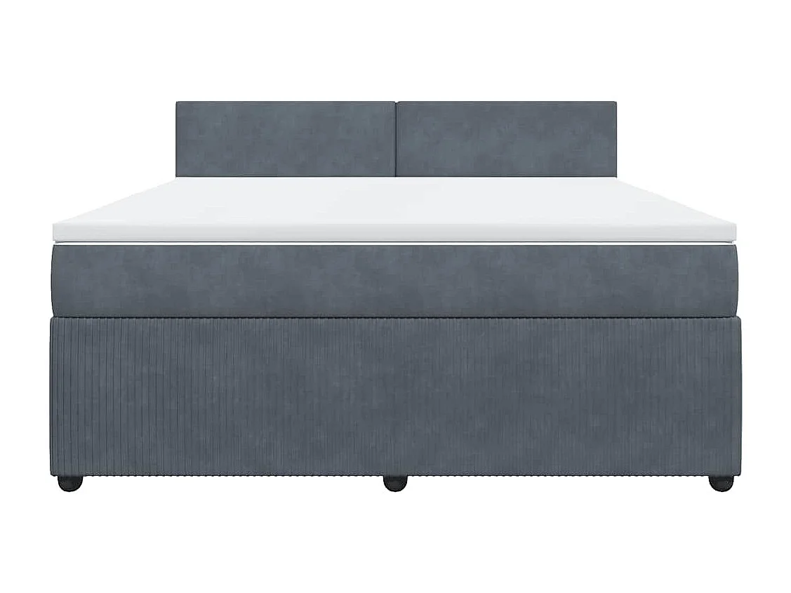 Giroletto a Molle con Materasso Grigio Scuro 180x200 cm Velluto