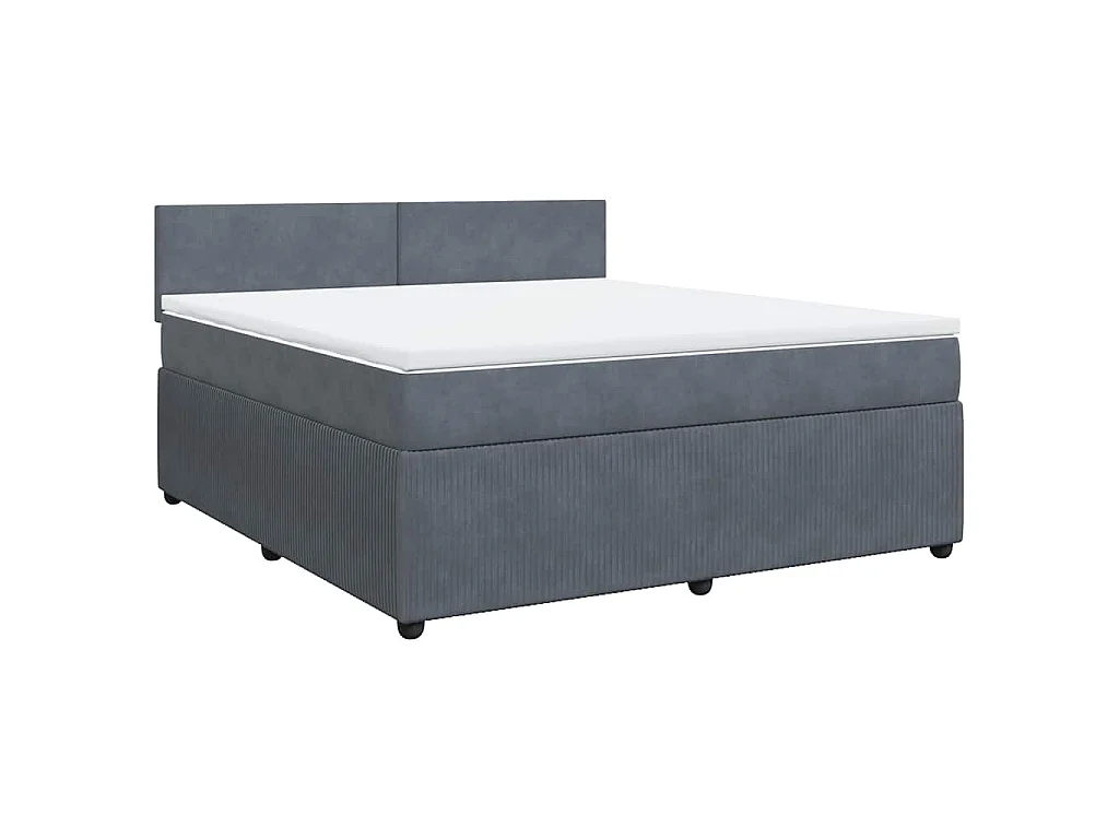 Boxspring met matras fluweel donkergrijs 180x200 cm