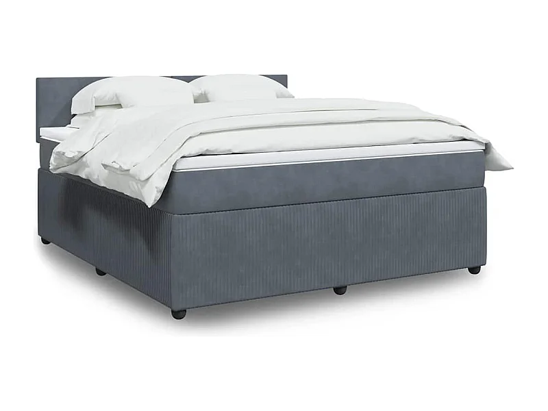 Boxspring met matras fluweel donkergrijs 180x200 cm