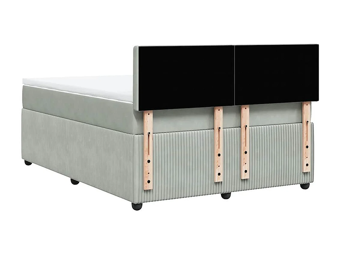 Giroletto a Molle con Materasso Grigio Chiaro 140x200cm Velluto