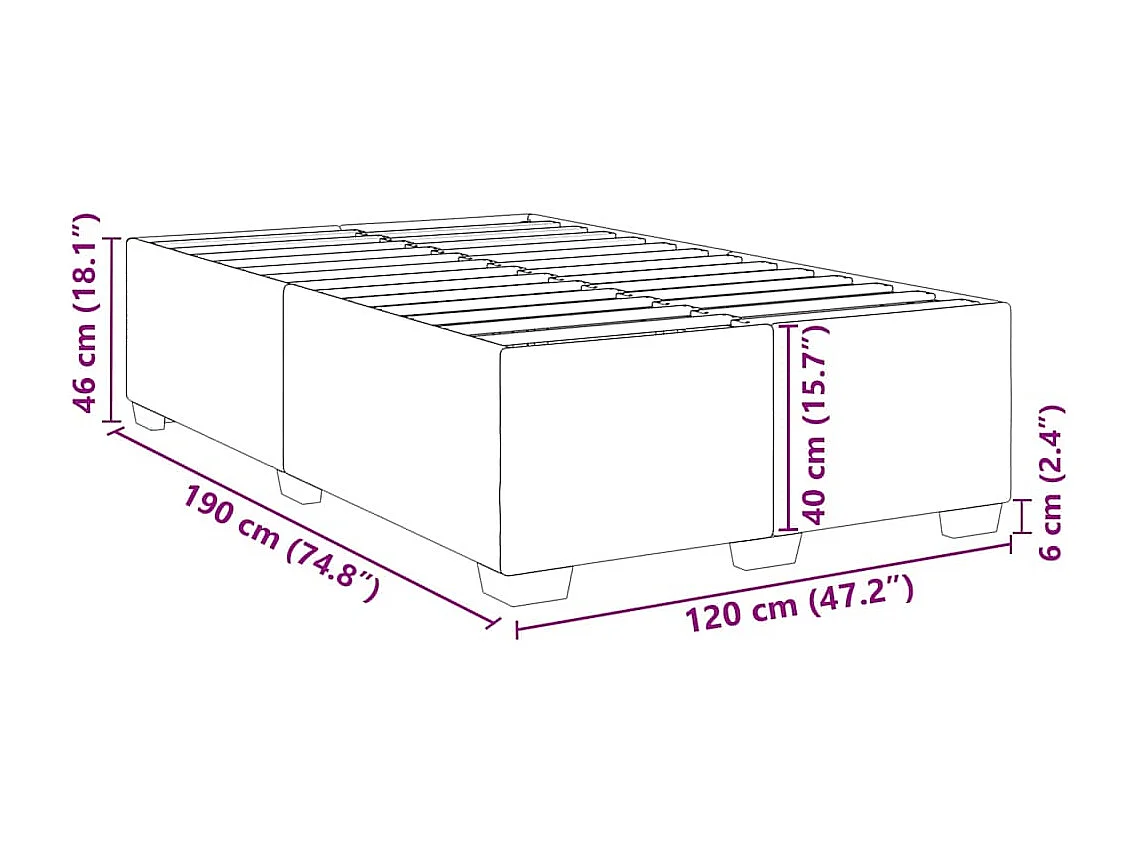 Cadre de lit sans matelas bleu 120x190 cm velours