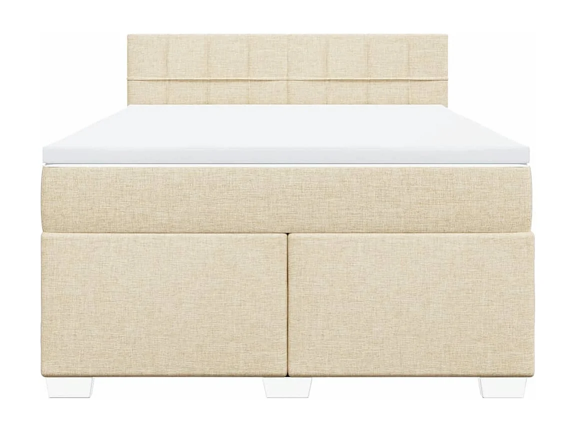Sommier à lattes de lit avec matelas Crème 160x200 cm Tissu