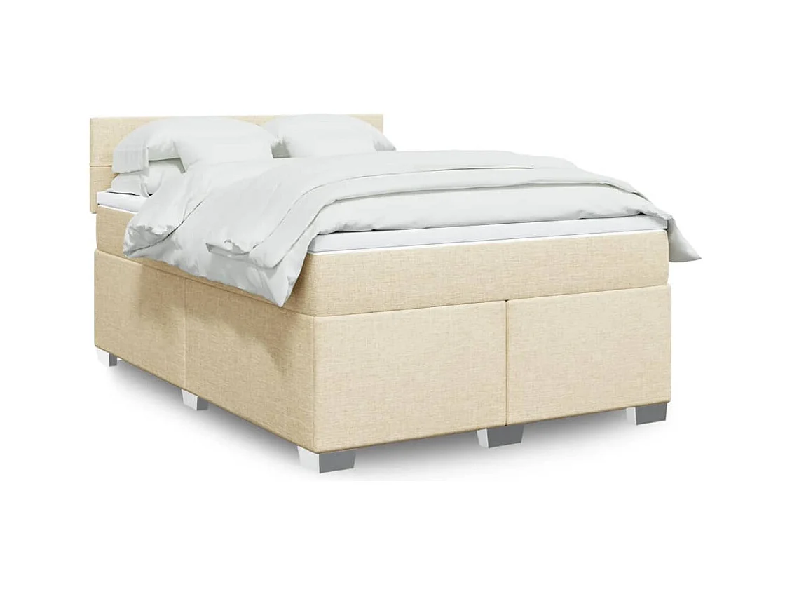 Sommier à lattes de lit avec matelas Crème 160x200 cm Tissu