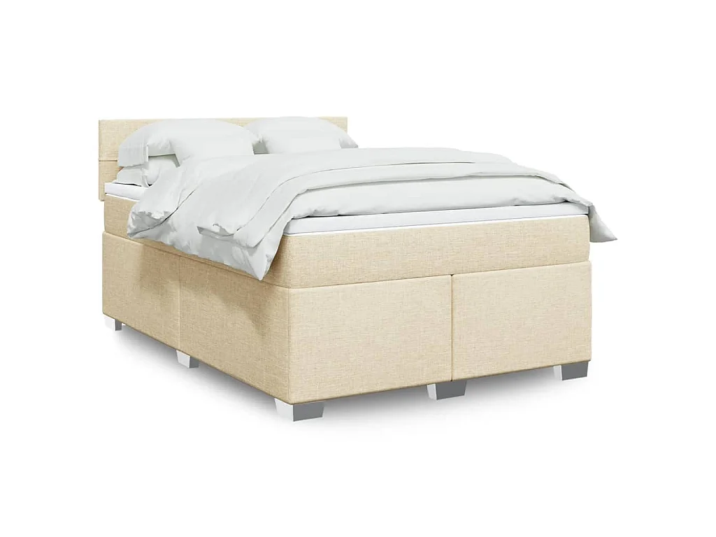 Boxspringbett mit Matratze Creme 160x200 cm Stoff