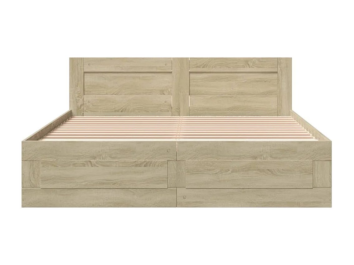 Bedframe met hoofdbord sonoma eikenkleurig 160x200 cm