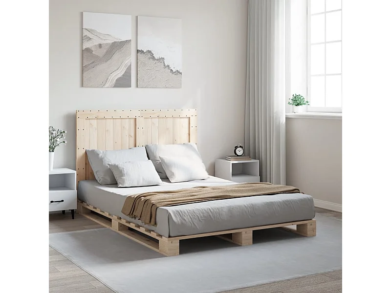 Cadre de lit sans matelas avec tête de lit bois massif