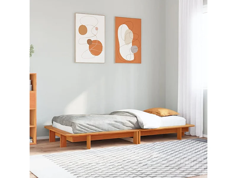 Cadre de lit sans matelas cire marron 75x190 cm bois pin massif