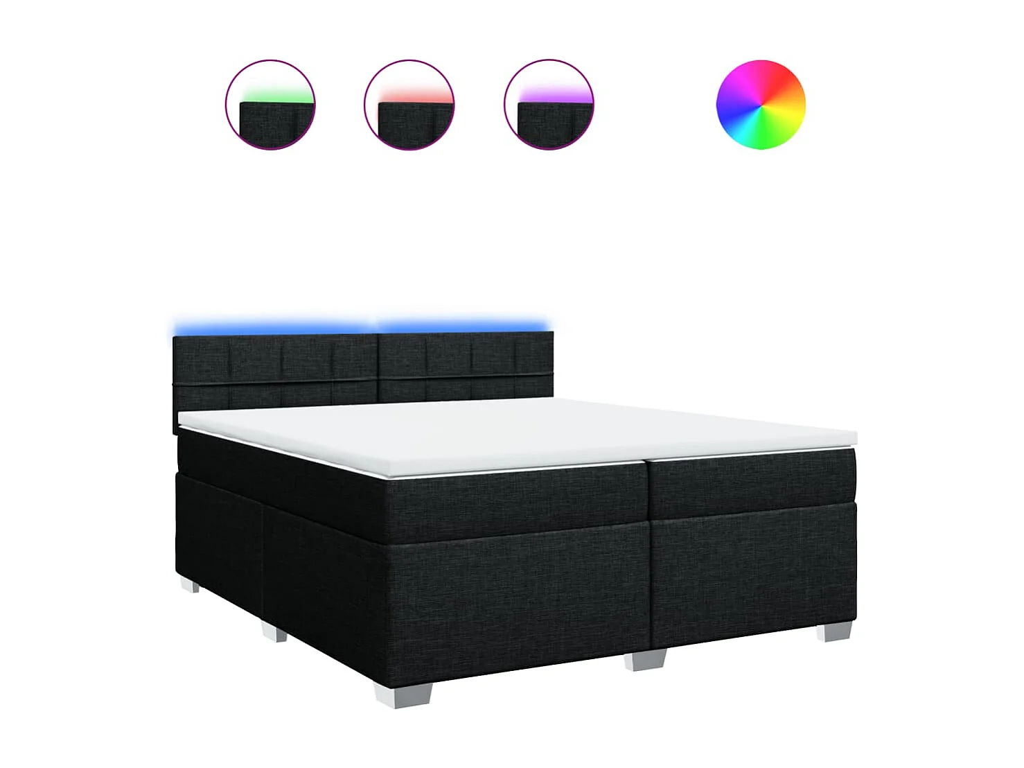 Sommier à lattes de lit avec matelas Noir 200x200 cm Tissu