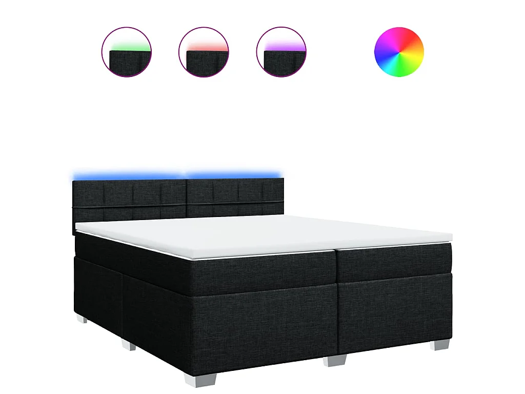 Cama box spring con colchón tela negro 200x200 cm