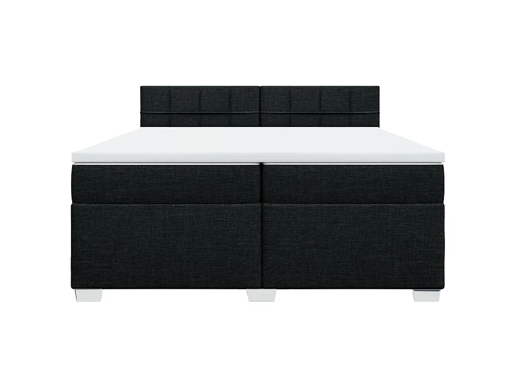 Cama box spring con colchón tela negro 200x200 cm
