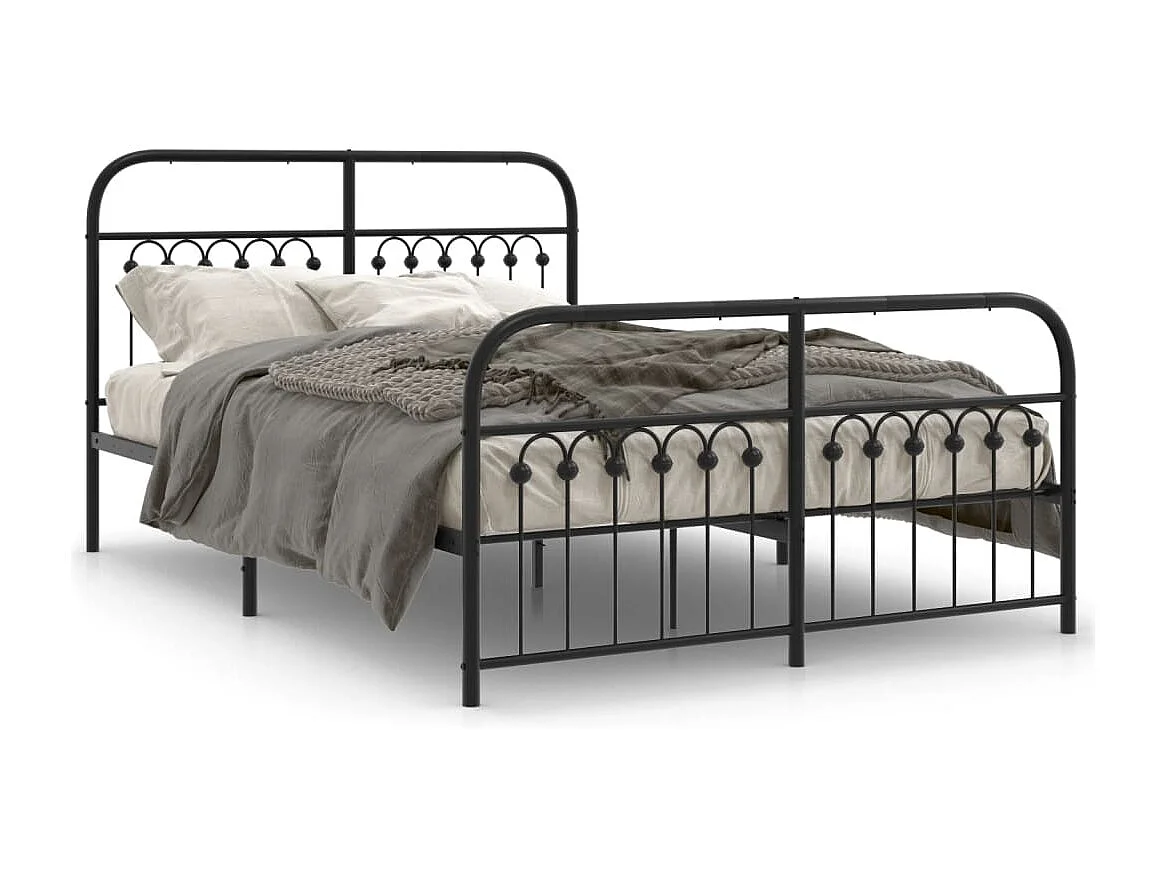 Bedframe met hoofd- en voeteneinde metaal zwart 137x190 cm